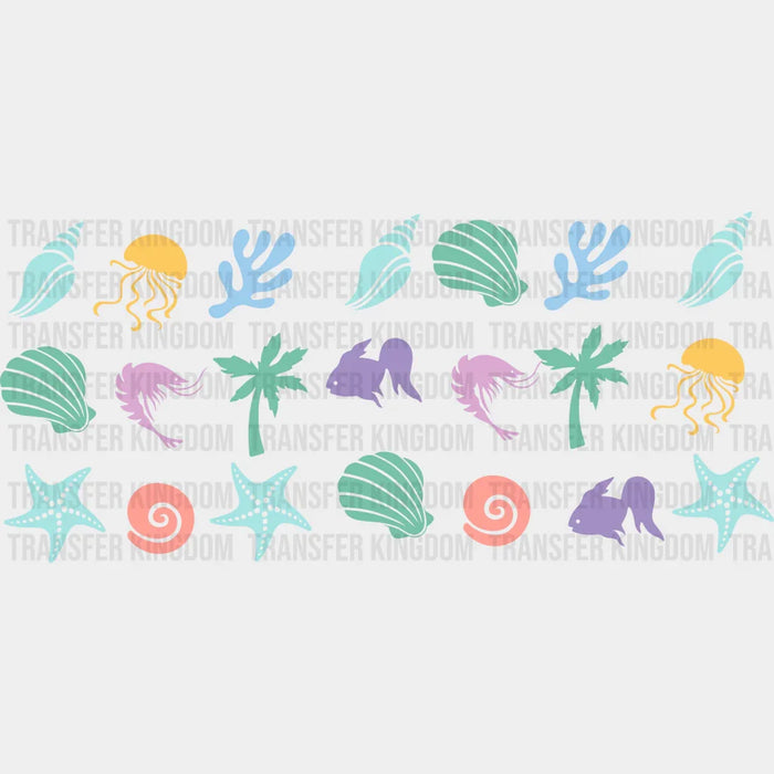 Seashells And Starfishes - Summer Cup Wrap UV Sticker Permanent UV DTF Decal