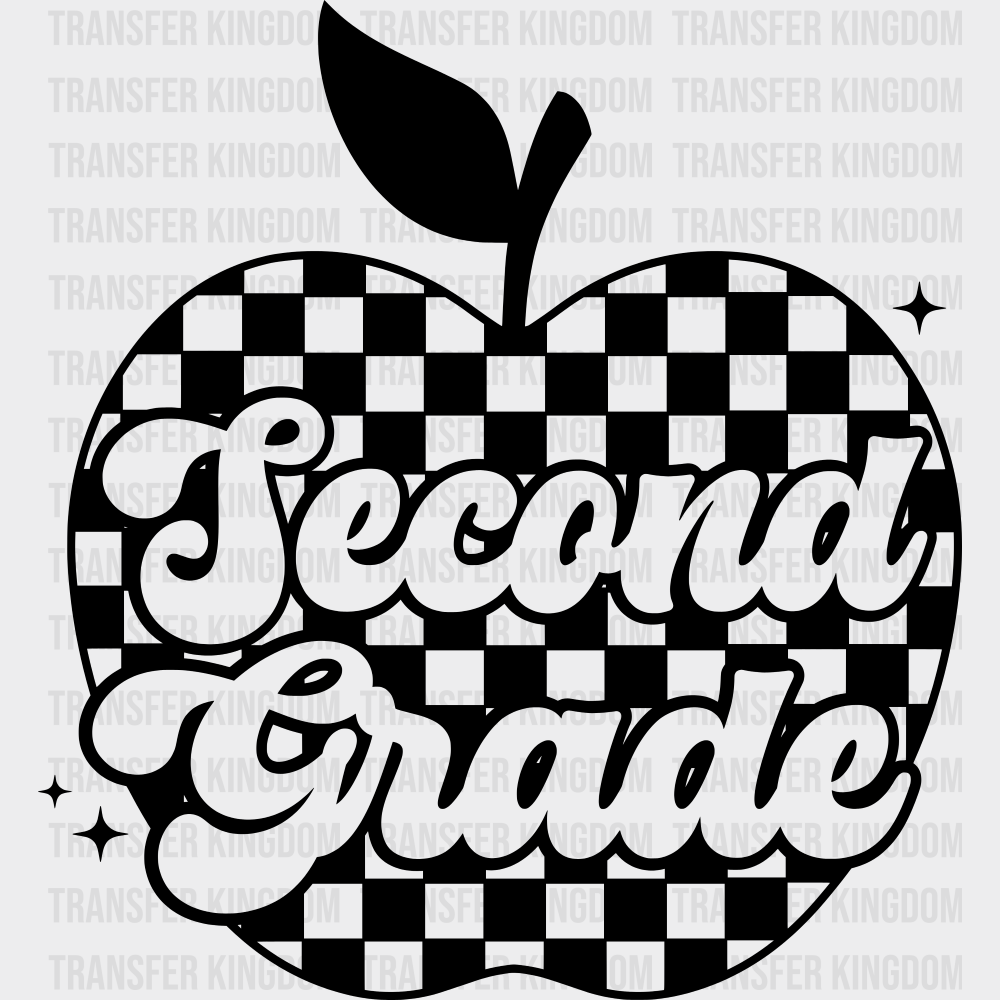 Second Grade B&W - Back To School DTF Transfer Adult Unisex - S & M (10’’) / Dark Color Design (See Imaging)