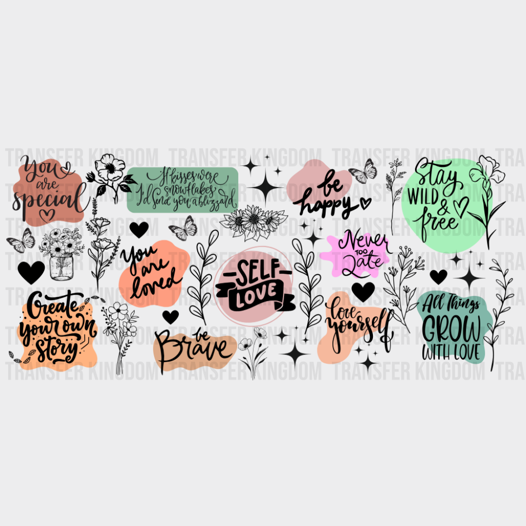 Self Love - Mental Health Cup Wrap UV Sticker Permanent UV DTF Decal UVDTF