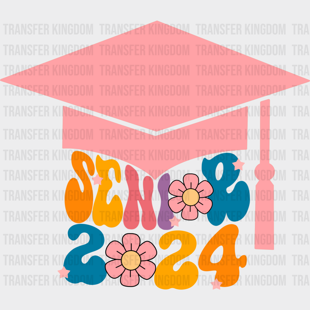Senior 2024 Pink Cap - Graduation Dtf Transfer