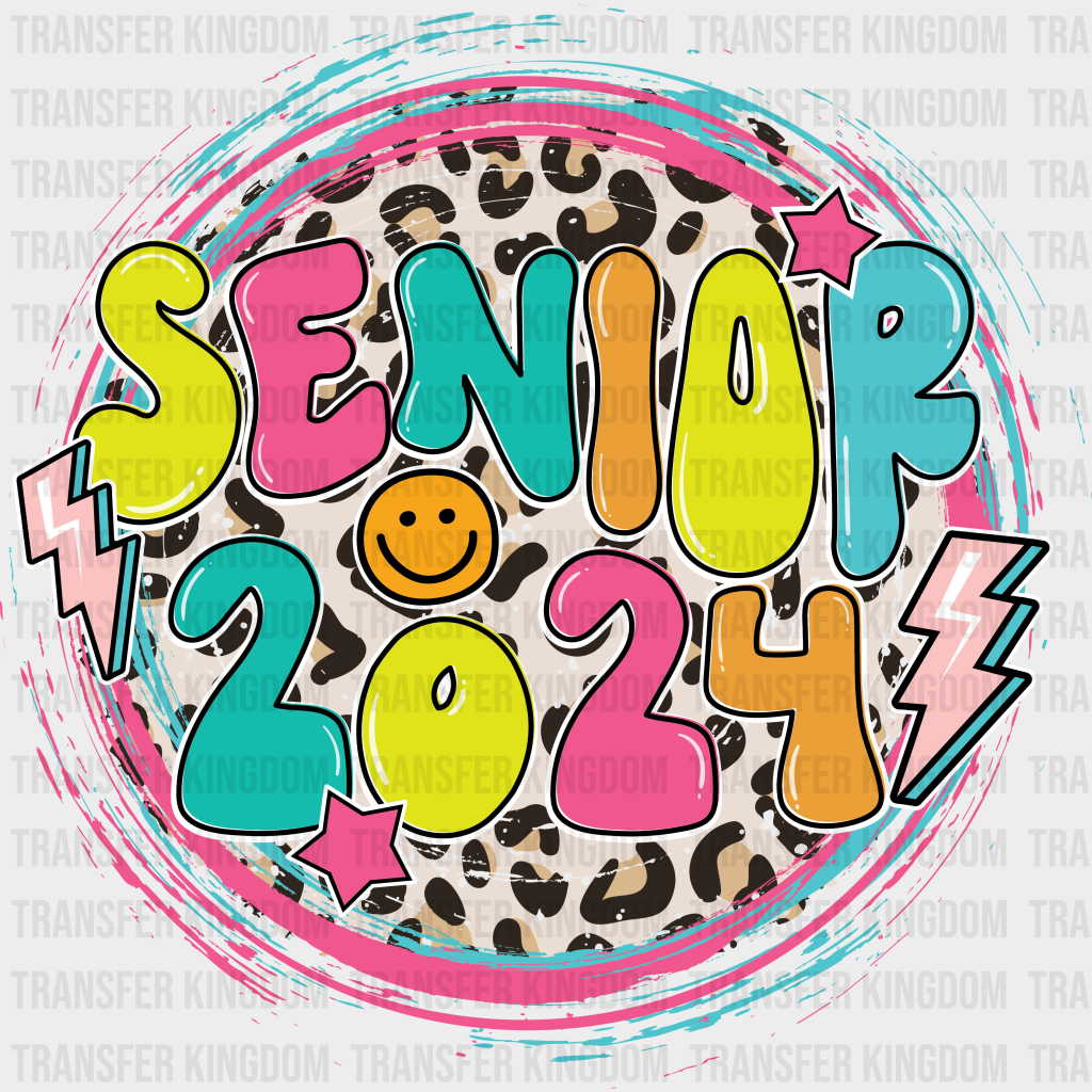 Senior 2024 Smiley Leopard Design - Graduation Dtf Transfer