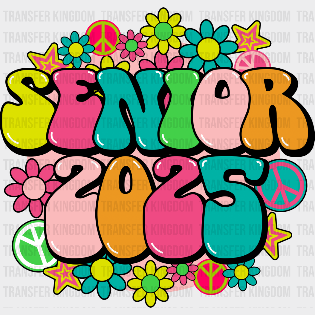 Senior 2025 Flower Design - Graduation Iron On Dtf Transfer Unisex S & M (10’’) / Dark Color