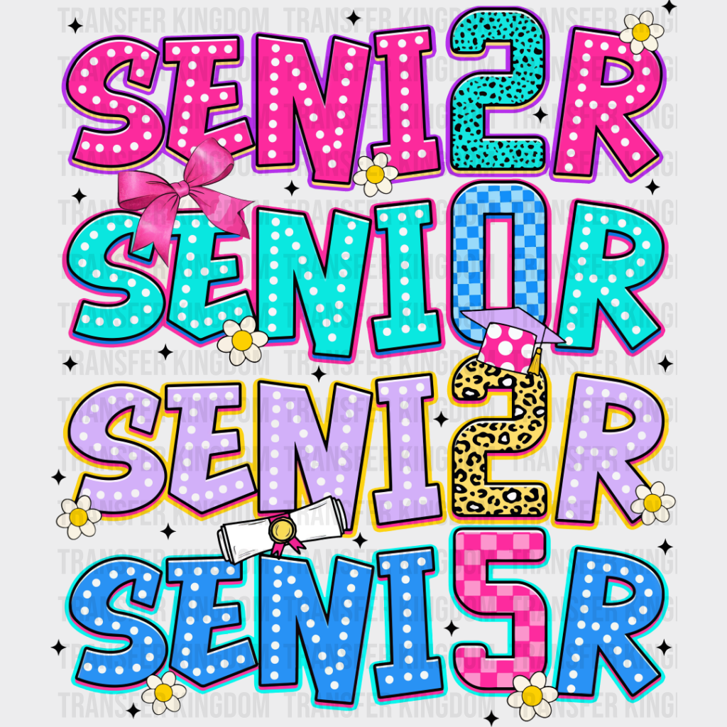 Senior 2025 Vertical Colorful Design - Graduation Iron On Dtf Transfer