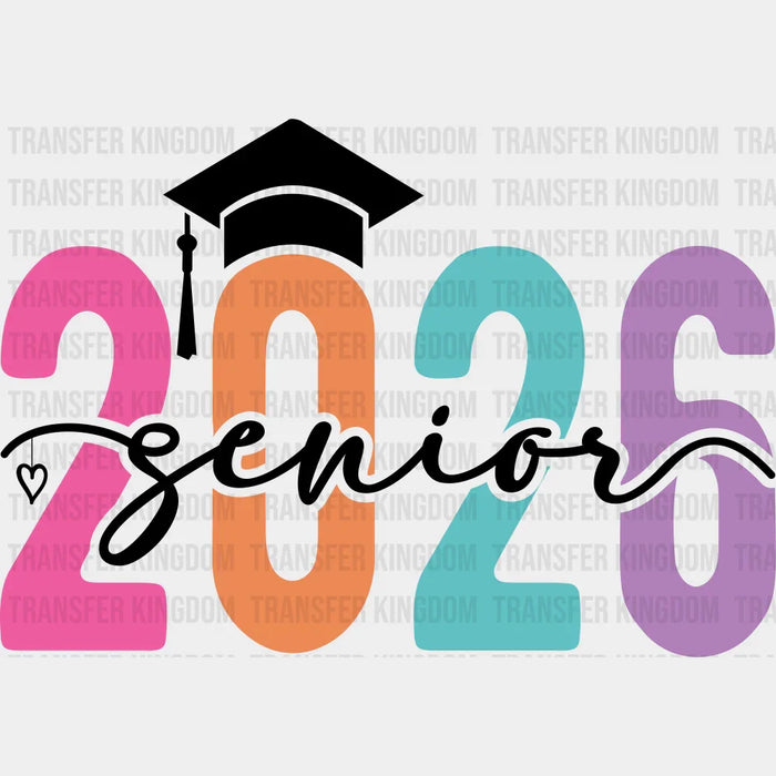 Senior 2026 B&W Cap - Graduation DTF Transfer