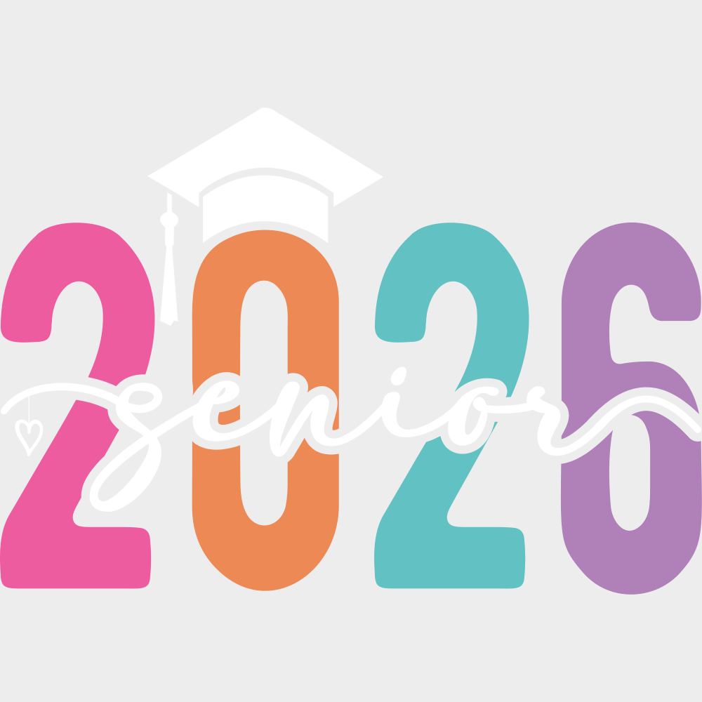Senior 2026 B&W Cap - Graduation DTF Transfer Adult Unisex - S & M (10’’) / Light Color Design (See Imaging)