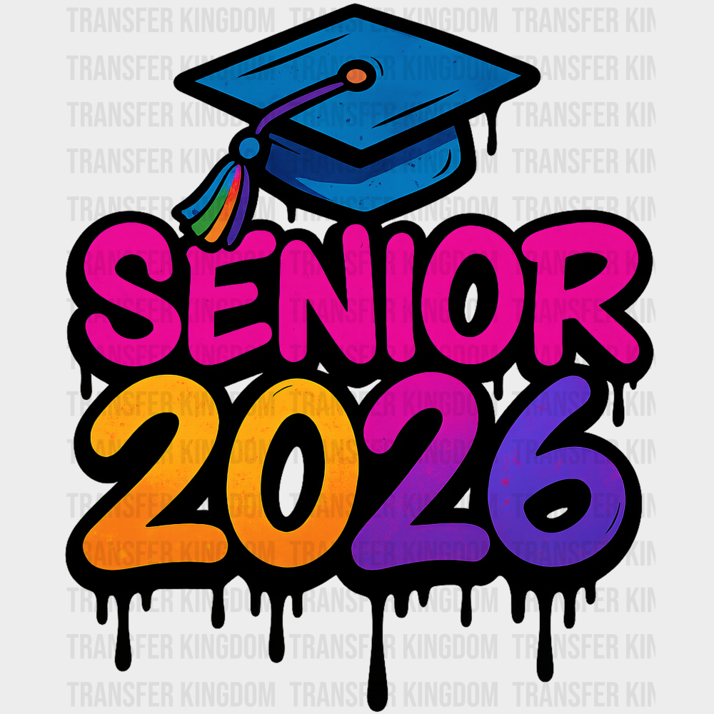 Senior 2026 Blue Cap Graffiti Design - Graduation DTF Transfer