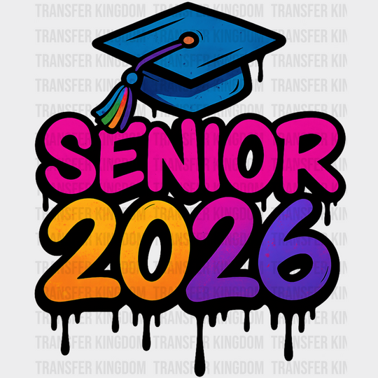 Senior 2026 Blue Cap Graffiti Design - Graduation DTF Transfer