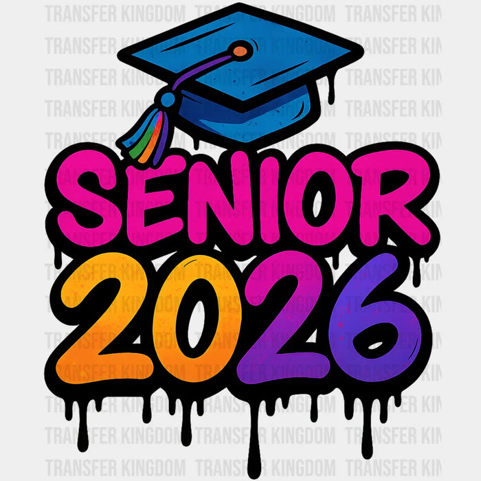 Senior 2026 Blue Cap Graffiti Design - Graduation DTF Transfer
