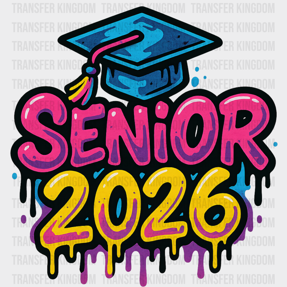 Senior 2026 Blue Pink & Yellow - Graduation DTF Transfer