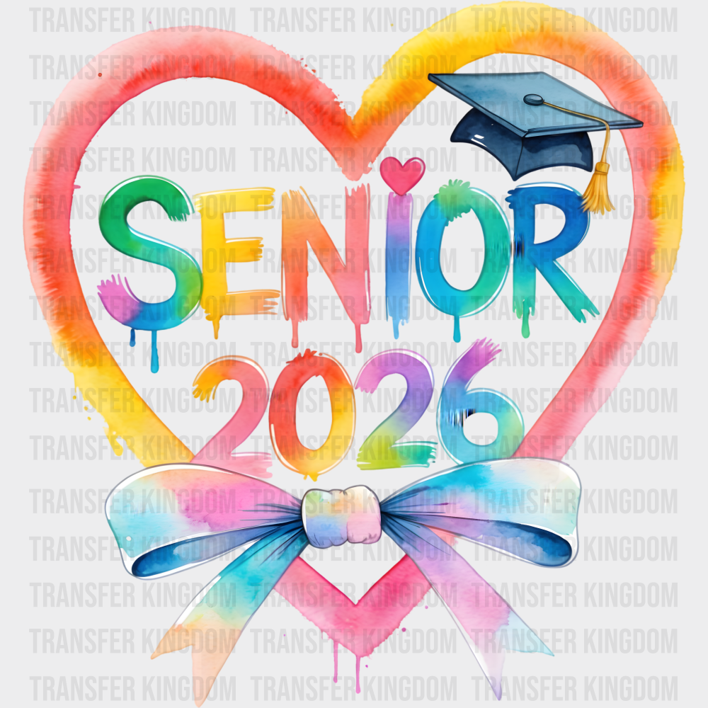 Senior 2026 Colorful Heart - Graduation DTF Transfer