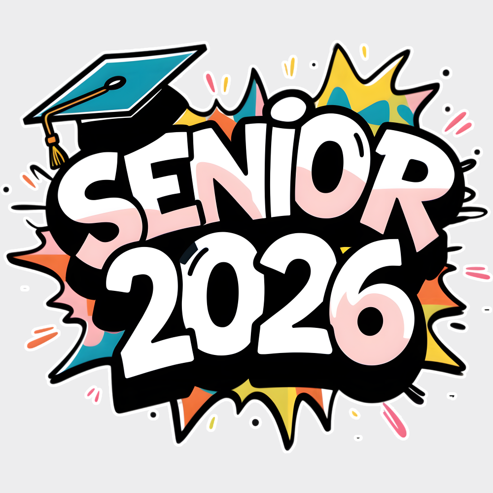 Senior 2026 Graffiti Design - Graduation DTF Transfer Adult Unisex - S & M (10’’) / Light Color Design (See Imaging)