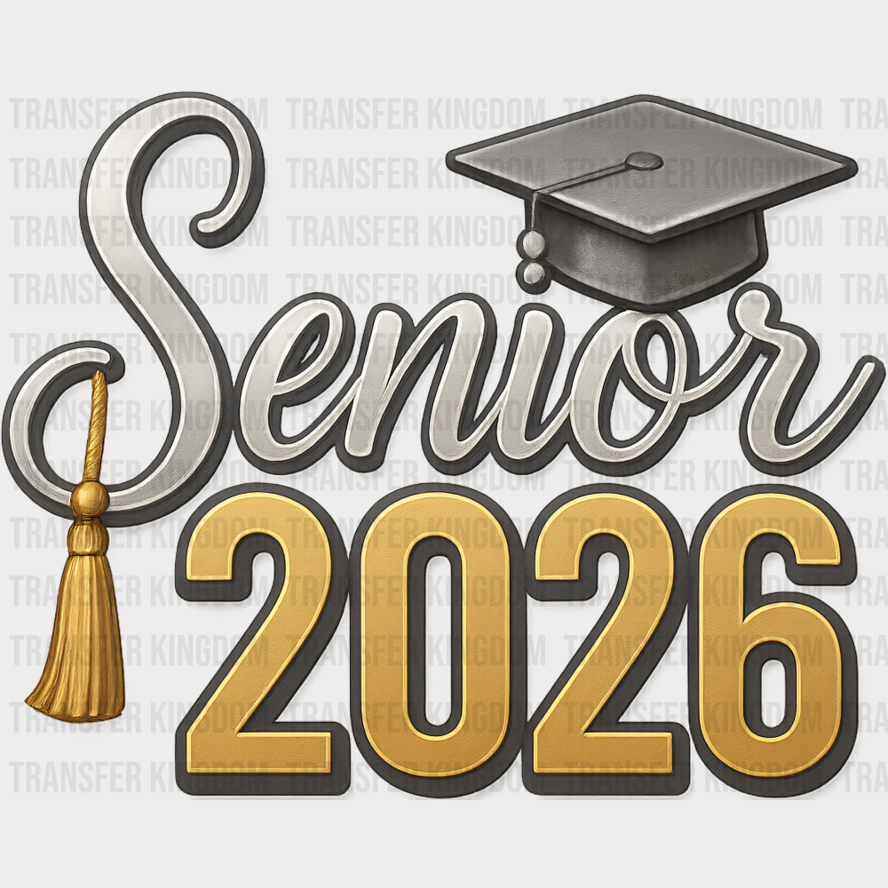 Senior 2026 Gray & Gold - Graduation DTF Transfer