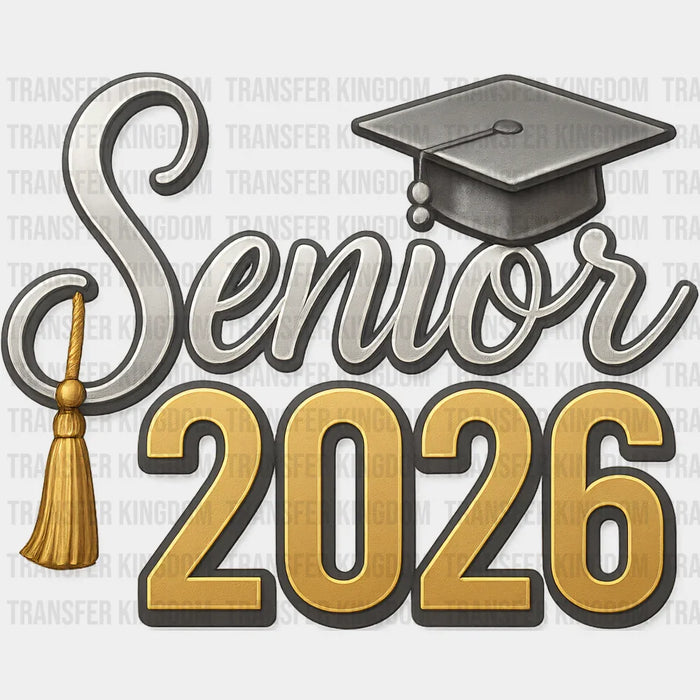 Senior 2026 Gray & Gold - Graduation DTF Transfer