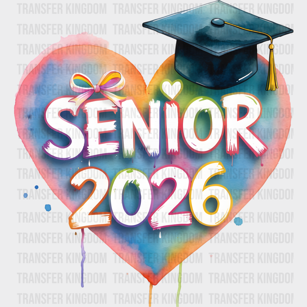 Senior 2026 Pastel Heart - Graduation DTF Transfer