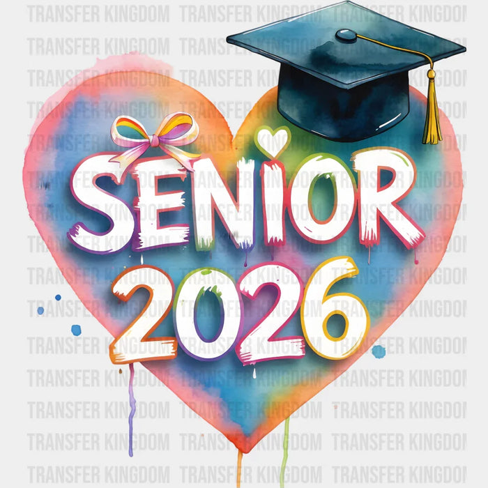 Senior 2026 Pastel Heart - Graduation DTF Transfer