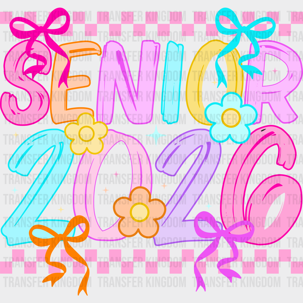 Senior 2026 Pink Checkered Design - Graduation DTF Transfer