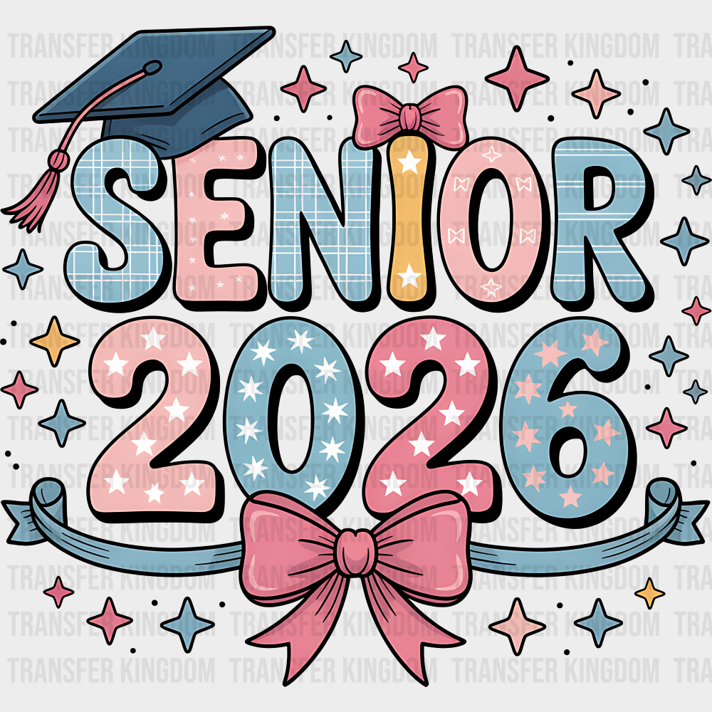 Senior 2026 Pink Ribbon And Stars - Graduation DTF Transfer