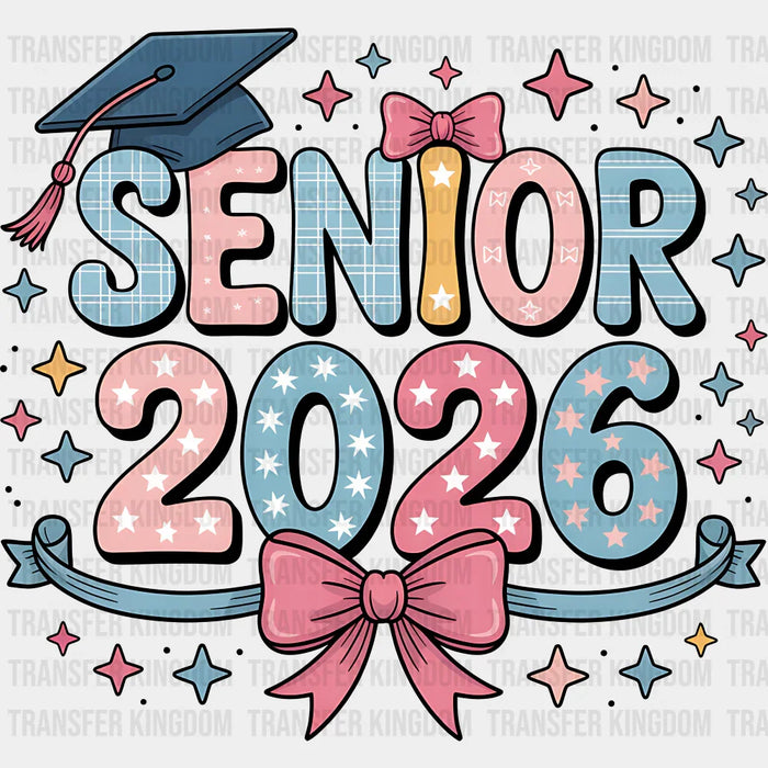 Senior 2026 Pink Ribbon And Stars - Graduation DTF Transfer