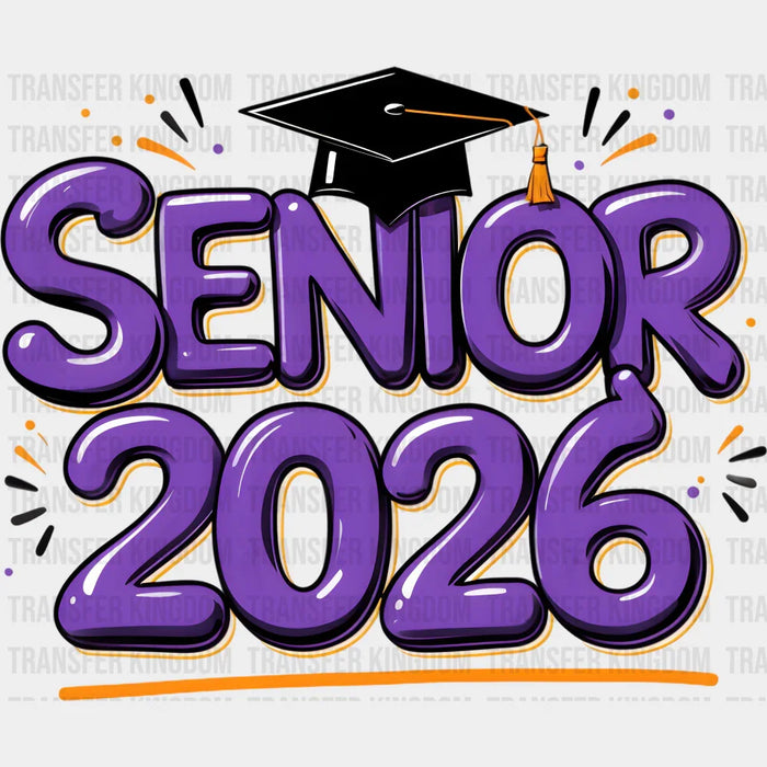 Senior 2026 Purple & Orange - Graduation DTF Transfer