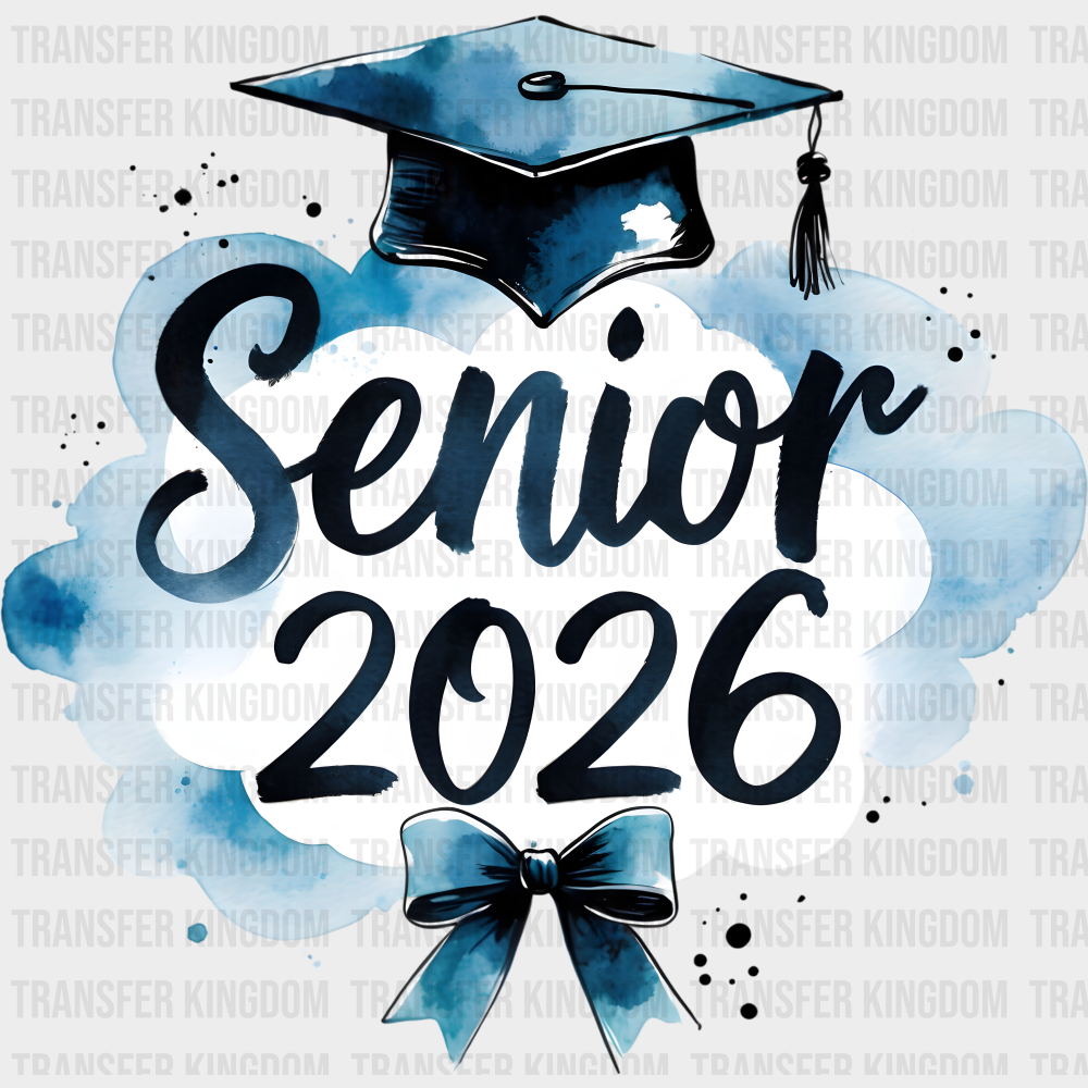 Senior 2026 White & Blue Cloud - Graduation DTF Transfer