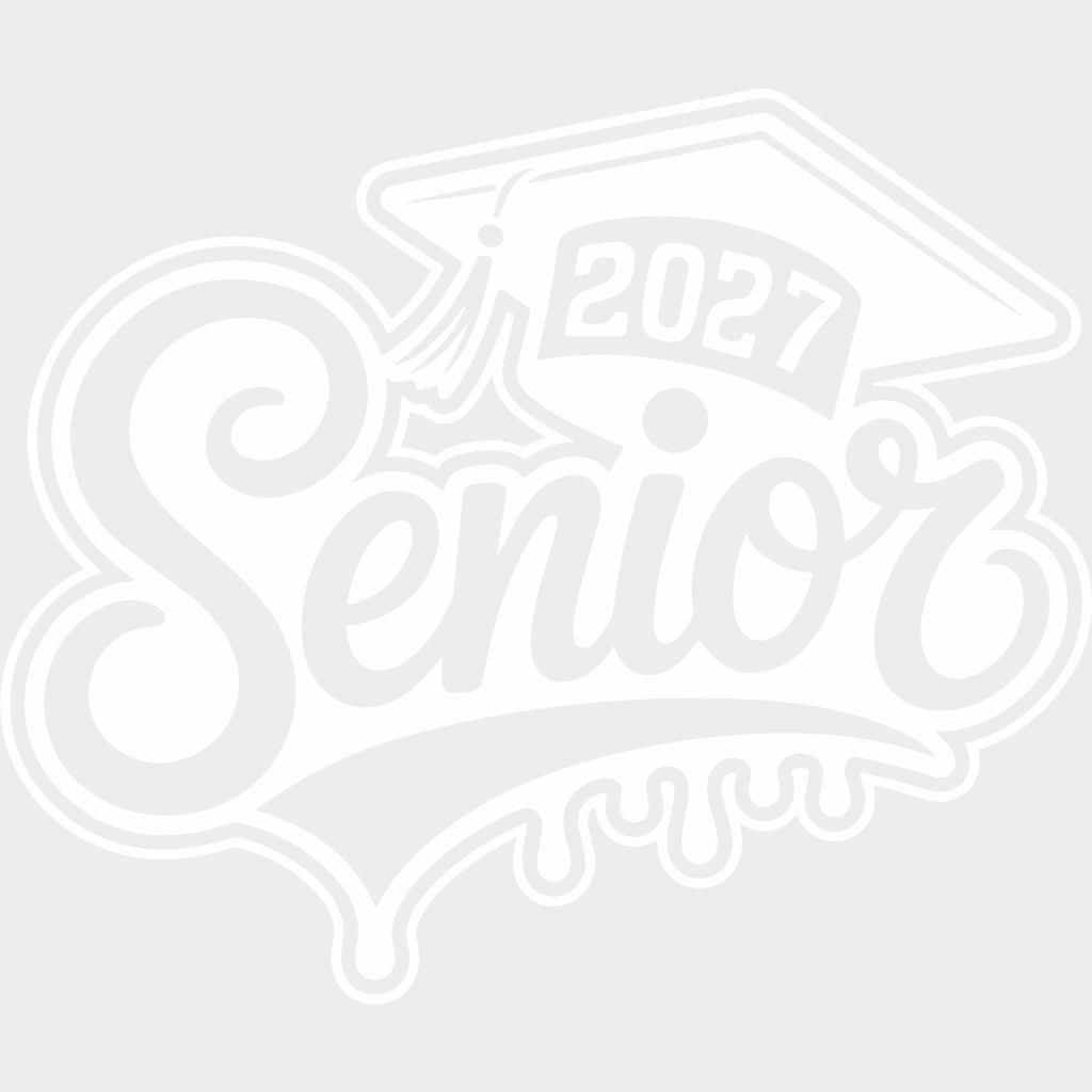 Senior 2027 Cursive B&W - Senior DTF Transfers - Adult Unisex - S & M (10’’) / Light Color Design (See Imaging)