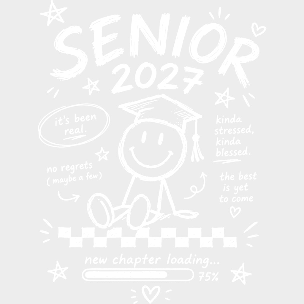 Senior 2027 New Chapter Loading - Senior DTF Transfers - Adult Unisex - S & M (10’’) / Light Color Design (See Imaging)