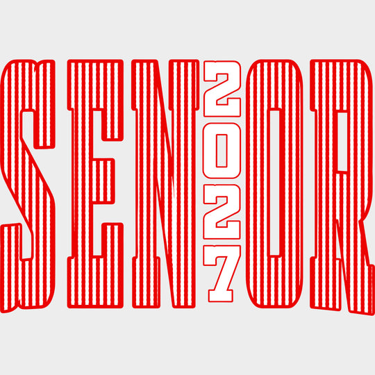 Senior 2027 Red Stripes - Senior DTF Transfers - Adult Unisex - S & M (10’’) / Light Color Design (See Imaging)