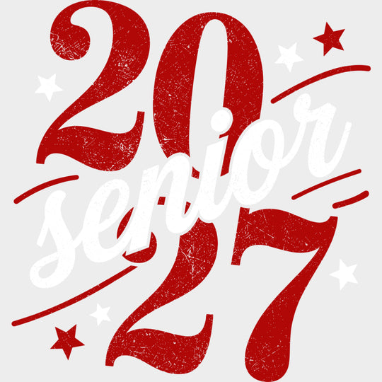 Senior 2027 Stars Red Design - Senior DTF Transfers - Adult Unisex - S & M (10’’) / Light Color Design (See Imaging)