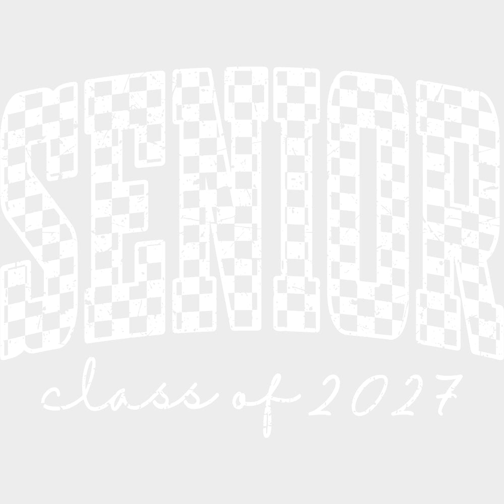 Senior Class Of 2027 Checker Pattern - Senior DTF Transfers - Adult Unisex - S & M (10’’) / Light Color Design (See