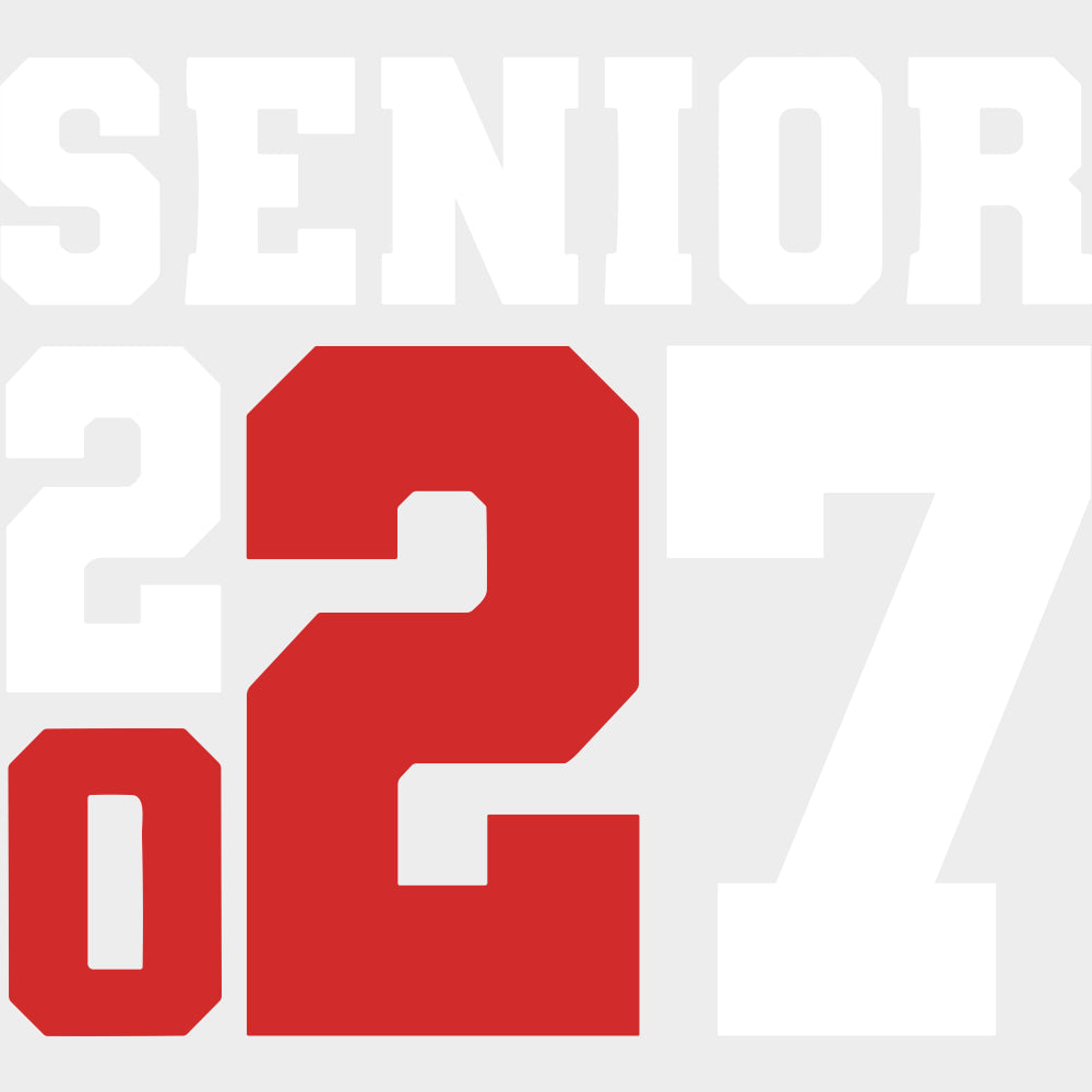 Seniors 2027 Red Design - Senior DTF Transfers - Adult Unisex - S & M (10’’) / Light Color Design (See Imaging)