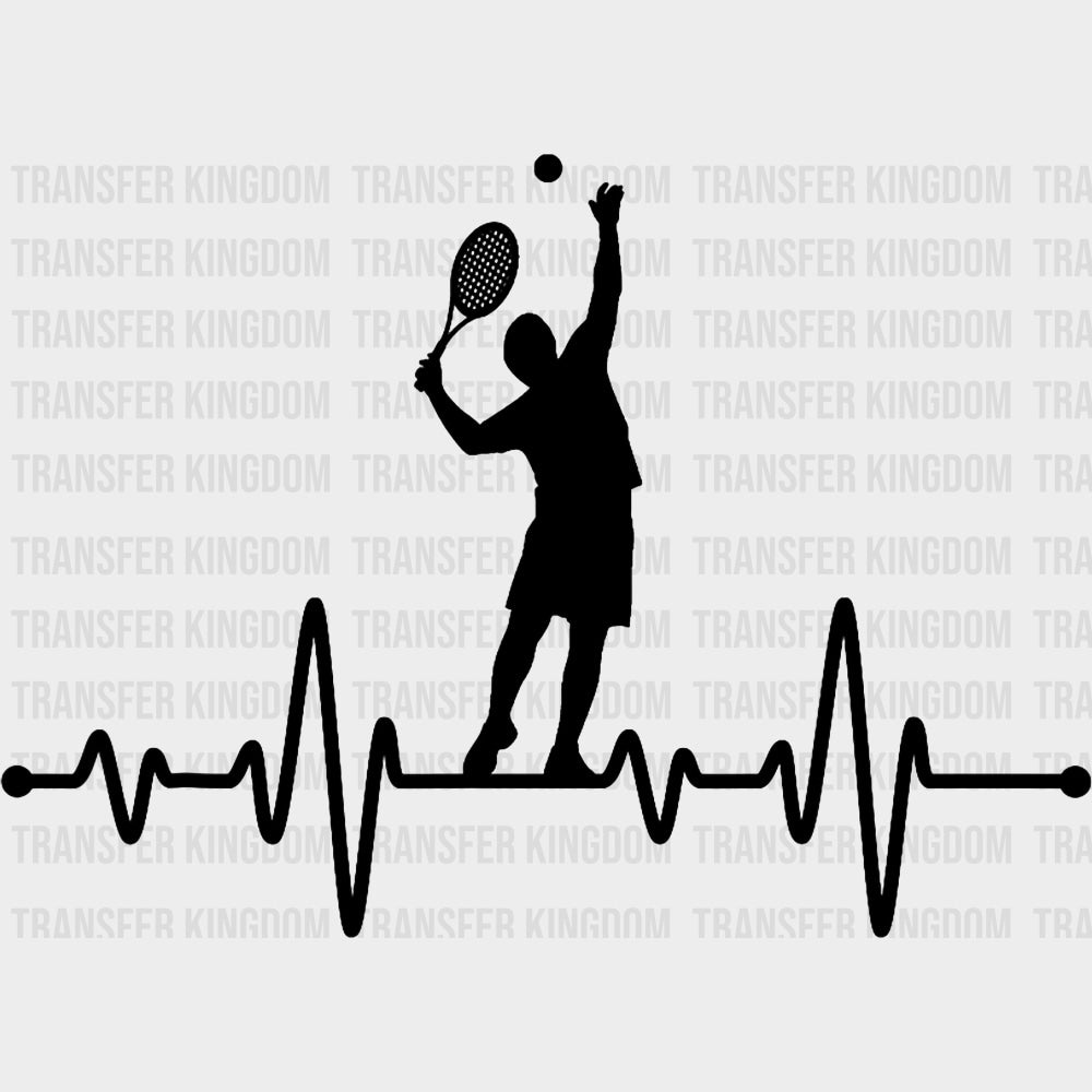 Serving EKG Line - Tennis DTF Transfers Adult Unisex - S & M (10’’) / Dark Color Design (See Imaging)