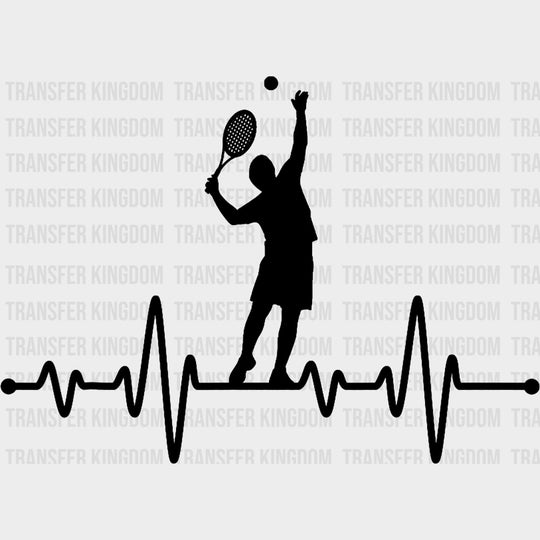 Serving EKG Line - Tennis DTF Transfers Adult Unisex - S & M (10’’) / Dark Color Design (See Imaging)