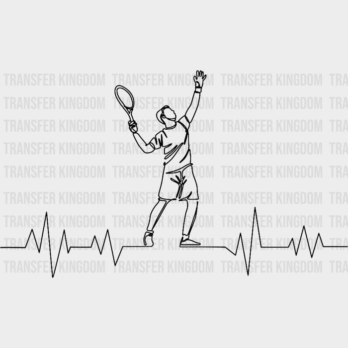 Serving Player, ECG Line B&W - Tennis DTF Transfers