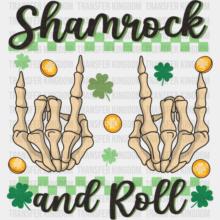 Shamrock And Roll Skeleton Design - St. Patrick's Day DTF Transfer