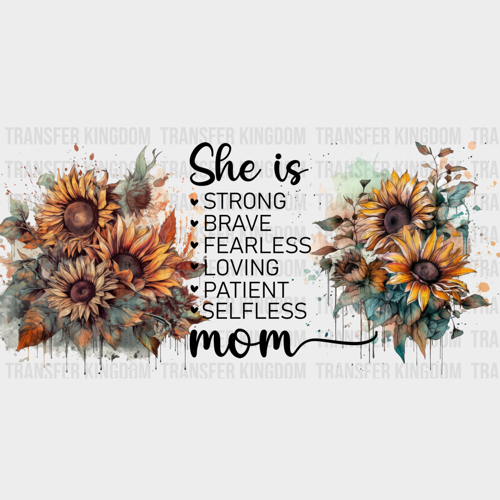 She Is Mom Sunflower Design - Cup Wrap Uv Sticker Permanent Dtf Decal