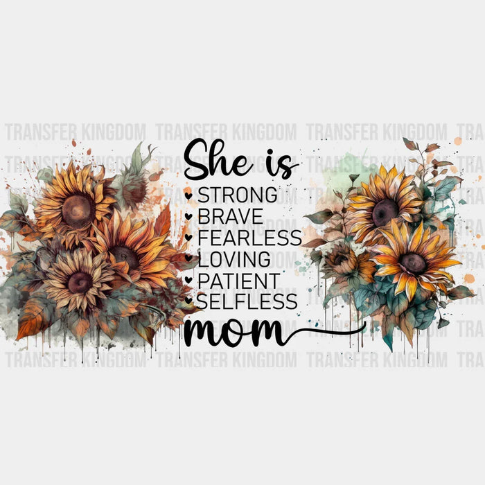 She Is Mom Sunflower Design - Mom Cup Wrap UV Sticker Permanent UV DTF Decal