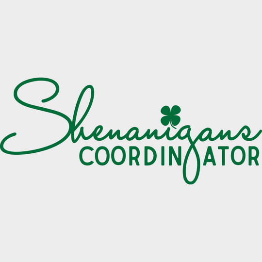 Shenanigans Black Green White - St. Patrick’s Day DTF Transfer Adult Unisex - S & M (10’’) / Green Color Design (See