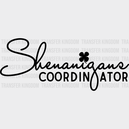 Shenanigans Black Green White - St. Patrick’s Day DTF Transfer Adult Unisex - S & M (10’’) / Dark Color Design (See
