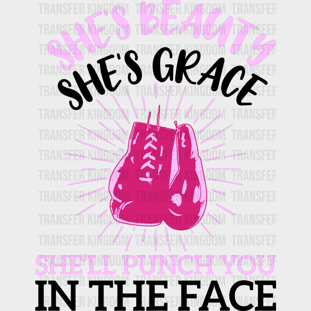 She’s Beauty Grace - Boxing Dtf Heat Transfer Unisex S & M (10’’) / Dark Color Design (See Imaging)