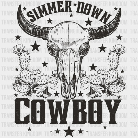 Simmer Down Cowboy Bull Skull Design - Dtf Heat Transfer