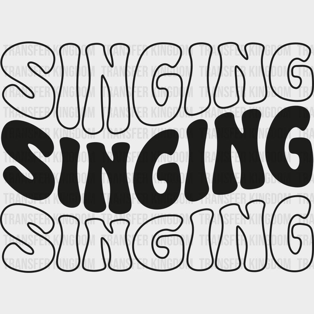 Singing Wavy B&W Design - Singing DTF Transfers Adult Unisex - S & M (10’’) / Dark Color Design (See Imaging)