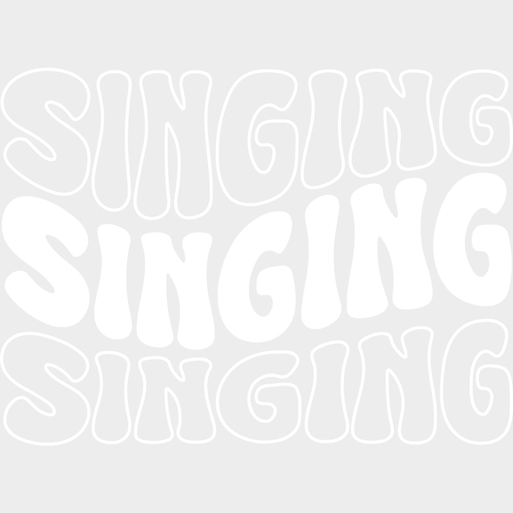 Singing Wavy B&W Design - Singing DTF Transfers Adult Unisex - S & M (10’’) / Light Color Design (See Imaging)