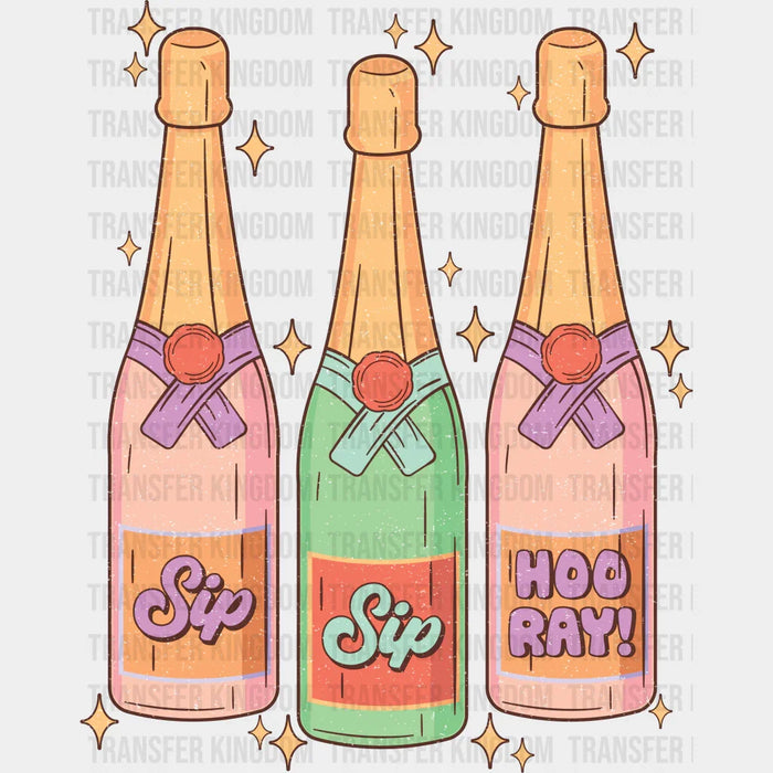 Sip Sip Hoo Ray! Champagne Design - New Year DTF heat transfer
