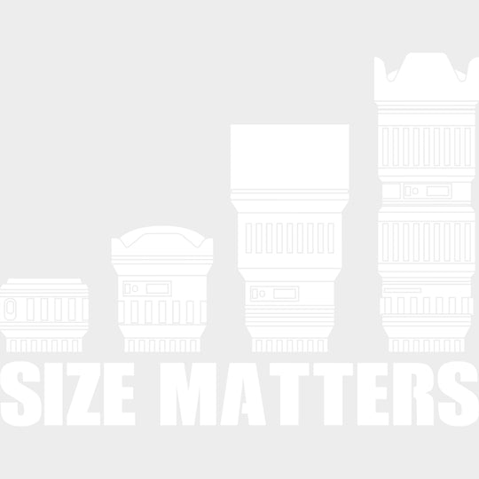 Size Matters Lenses B&W - Photography DTF Transfers Adult Unisex - S & M (10’’) / Light Color Design (See Imaging)