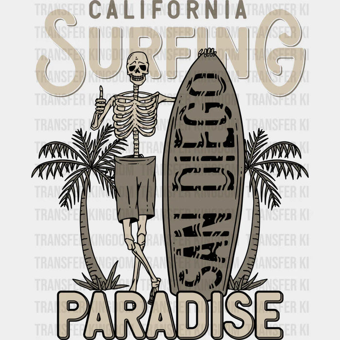 Skeleton California Surfing Paradise - Surfing DTF Heat Transfer