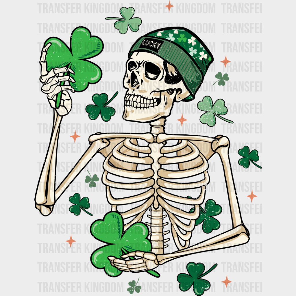Skeleton Holding Clovers - St. Patrick’s Day DTF Transfer