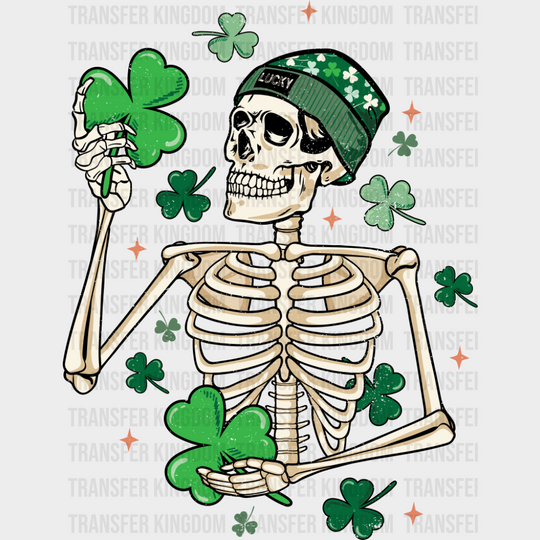 Skeleton Holding Clovers - St. Patrick’s Day DTF Transfer