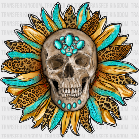 Skeleton Leopard Print Flower Design - Iron On Dtf Transfer