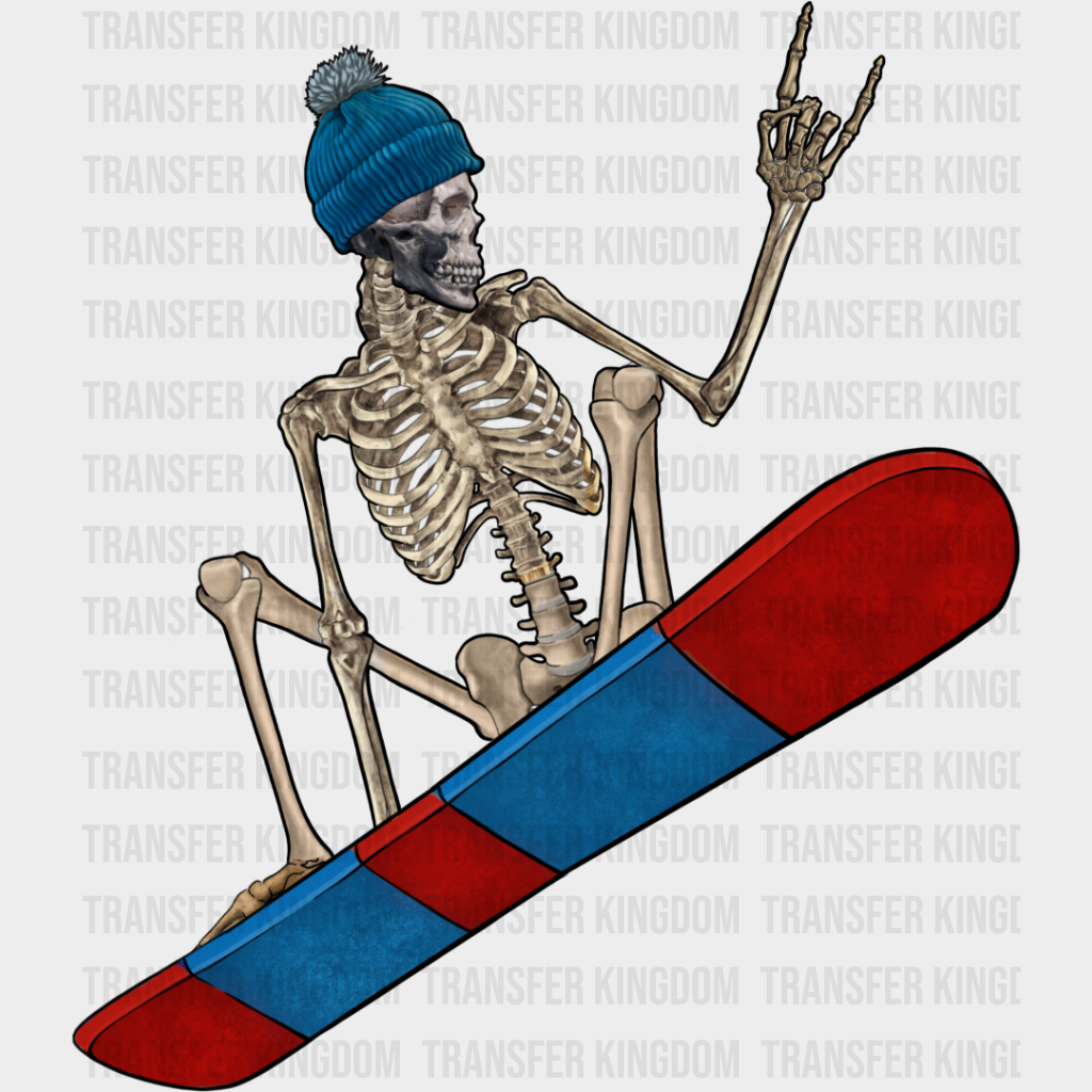 Skeleton Snowboard Design - Iron On Dtf Transfer