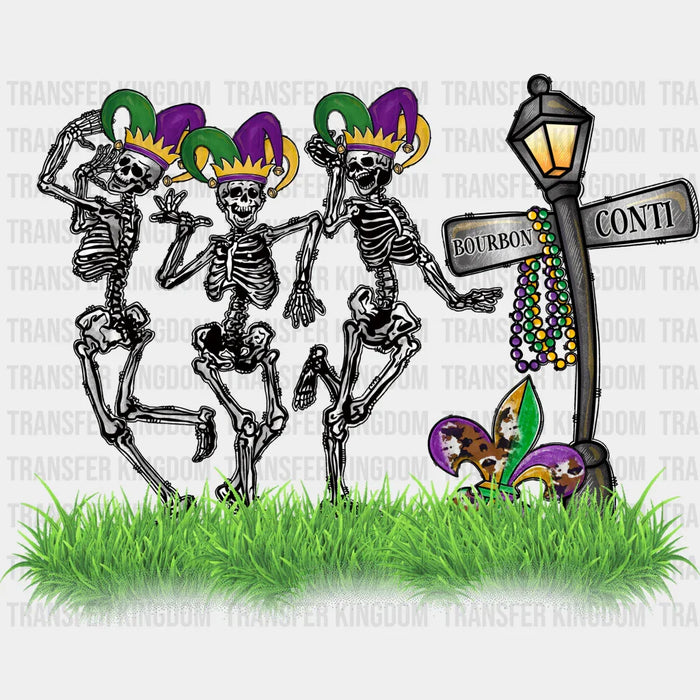 Skeletons Dancing Mardi Gras Design - Mardi Gras DTF heat transfer